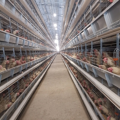 The Laying Hens Are Housed In Hot Galvanized Battery Cages Within The Poultry Farm House.